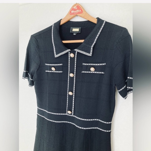 Alexia Admor Black Mini Dress with White Accents - Picture 3 of 9